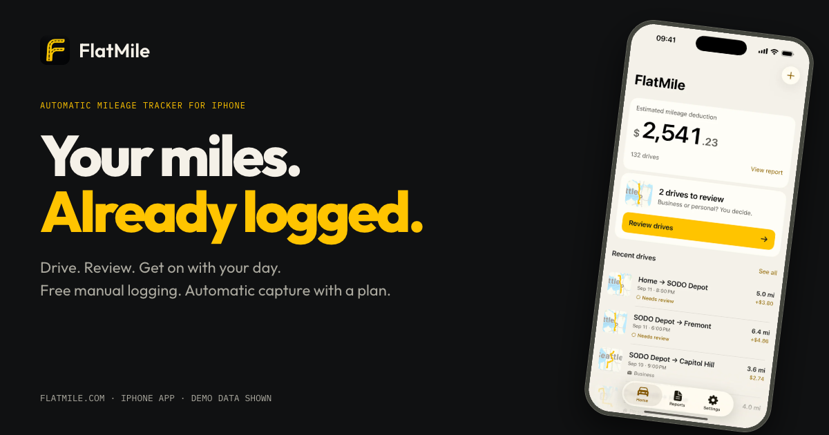 Required Return Example Free Mileage Log Template — CSV & Filled Example | FlatMile